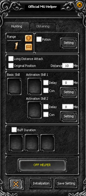 MU Helper settings overview